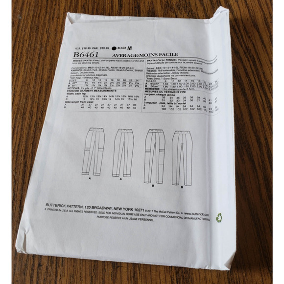 Butterick B6461 Kathrine Tilton Misses Size 8 - 16 Leggings Sewing Pattern - Picture 2 of 4